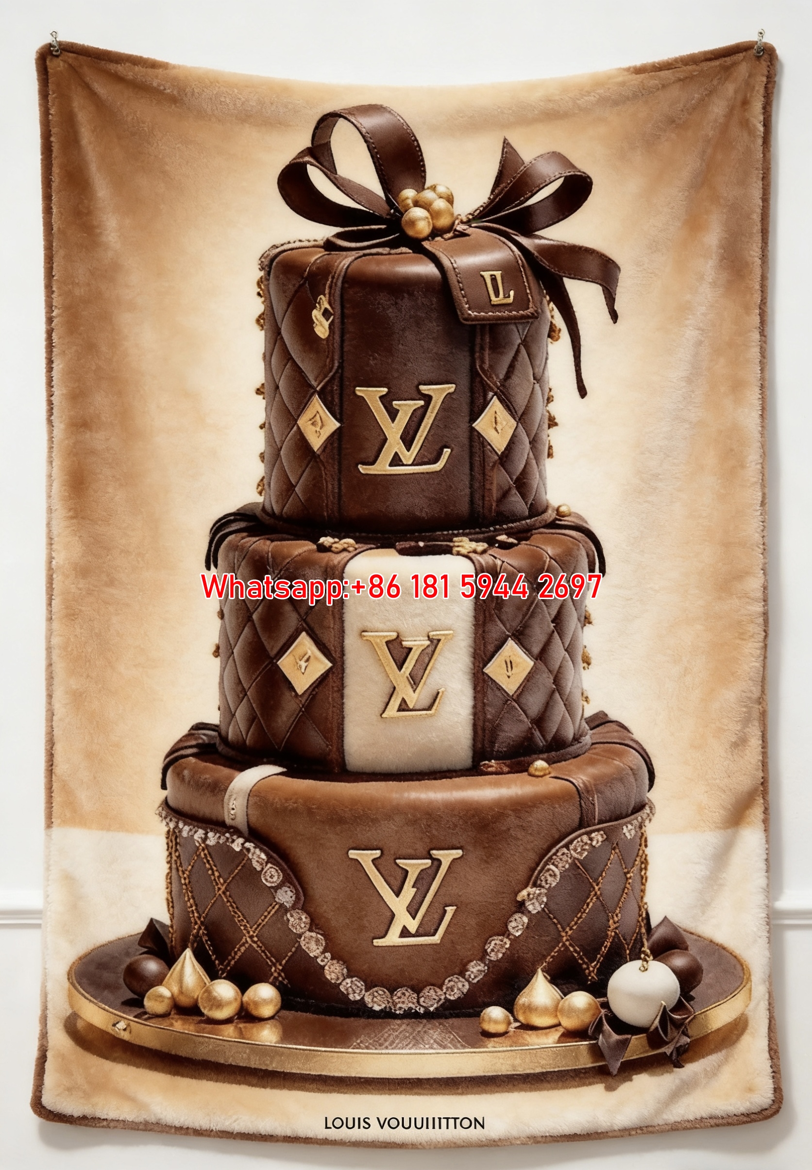 LV Luxury Cake Art Blanket Three-Tier LV Monogram Cake Throw 029